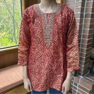 New Red and Gold Formal Indian Silk Tunic